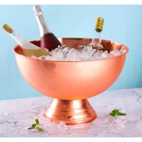 1 pcs Stainless Steel Ice Bowl Electroplated Champagne Metal Bowls Home Bar Hotel Supplies Big Ice Bucket Ice Cream Bowls ZPJ054