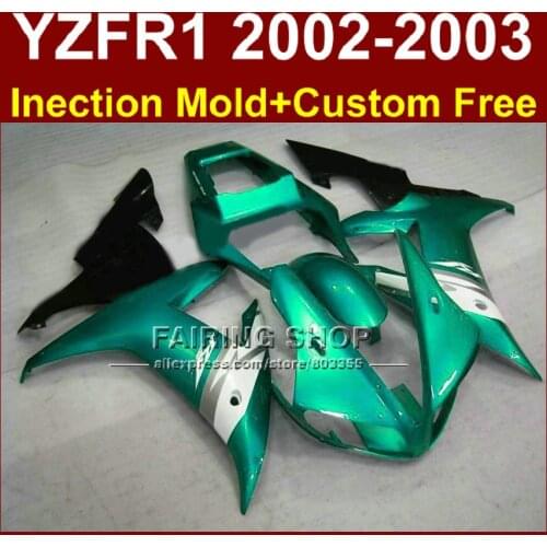 +custom free body parts for YAMAHA YZF R1 2002 2003 fairings yzf r1 02 03 YZF1000 02 03 green fairing kit+7Gifts