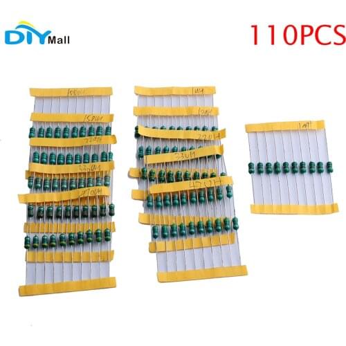 110pcs/lot Color Ring Inductor Inductance 11value 10pcs/value 1µH 10µH 22µH 33µH 47µH 100µH 150µH 220µH 330µH 470µH 1mH