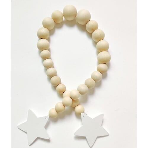 INS Nordic Wooden Beads Ornaments With Star Cloud Elephant Garlands For Kids Room Decorations Wall Hanging Pendant Nursery Decor