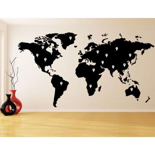 World map positioning point logo wall stickers home decor living room bedroom vinyl art applique mural wallpaper DT08