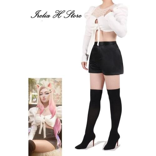 LOL Game Cosplays LOL KDA Ahri Cosplay Costume coat shorts daily dress suit set