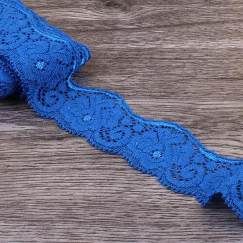 1pack=10yards 3.5cm Blue Tulle Wave Lace Trim Lace Ribbon for Ornaments Elastic Lace Stretch for Baby Girls Hair Accessories