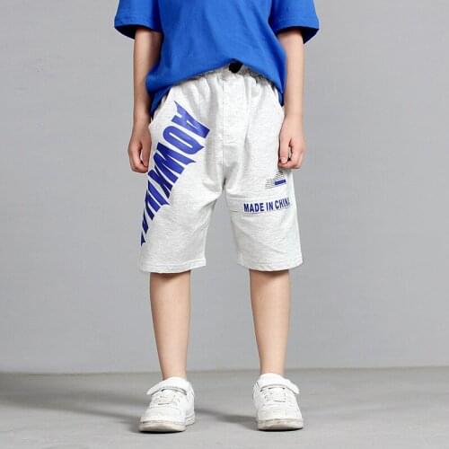 Summer Letter Print Shorts For Boys 4-14 Years Teenager Sports Wear Pants Kids Gray Black Exercise Knickers 2021 Basketball Wear
