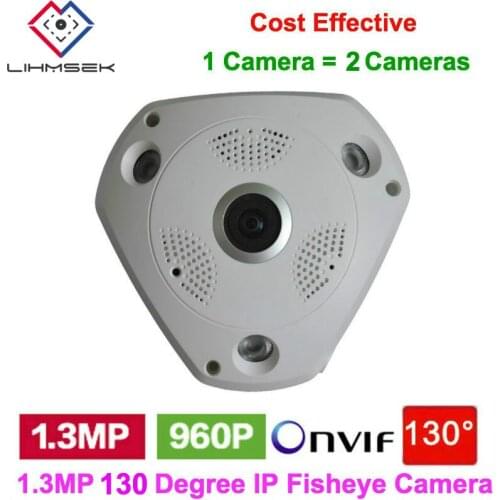 Lihmsek Fisheye IP Camera 960P 1.3MP Panorama POE Wide Angle 130 Degree Indoor Dome IP CAM onvif p2p Night Vision 3pc IR LEDs