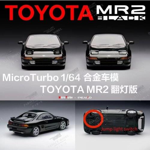 MicroTurbo1:64 JDM MR2 SW20 Jump light version Metallic black Collector Edition Metal Diecast Model Race Car Kids Toys Gift