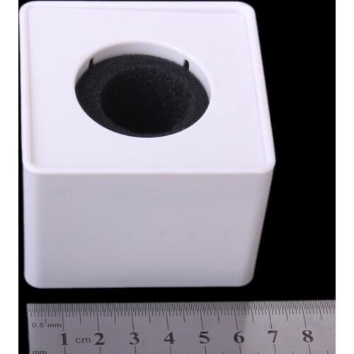 New Style ABS Mic Microphone Interview Square Logo Flag Station 39mm/1.54" Hole with Sponge - White, 7 x 6.7 x 5.1 cm
