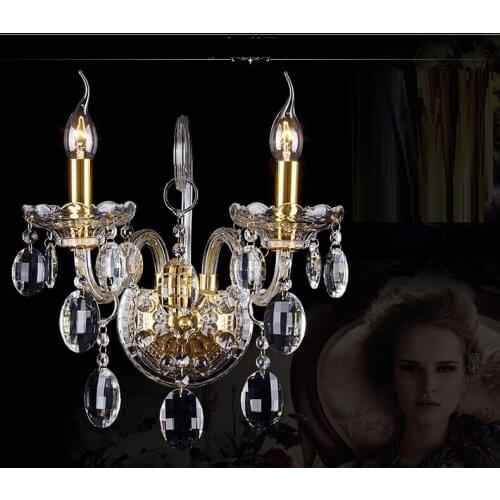 Fashion crystal wall lamp FREE SHIPPING wall lights sconce wall bedroom bedside lamp candle double head wall lamp Luxury