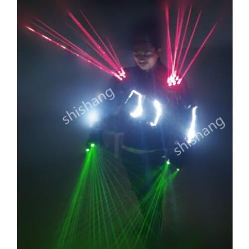 HH813 Green+red color Laser LED costumes set /glasses /gloves bar party costumes performing clothing/ballroom laser man show