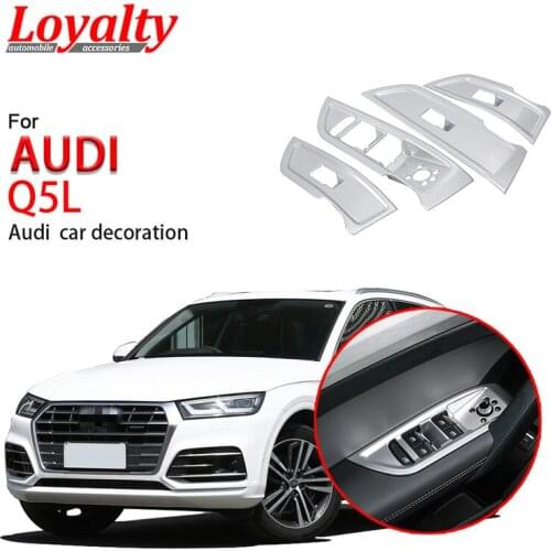 Loyalty for AUDI Q5L 2018 2019 Interior Door Window Lift Switch Button Cover Panel Trim ABS Matte silver Auto Styling sticker