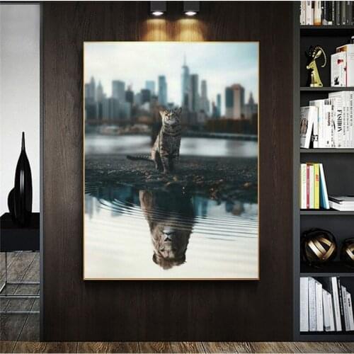 Wall Canvas Decoration for Living Room , Painting lion or cat, Tiger in heart, Home Decoration, Movie Poster, Cuadros Modernos