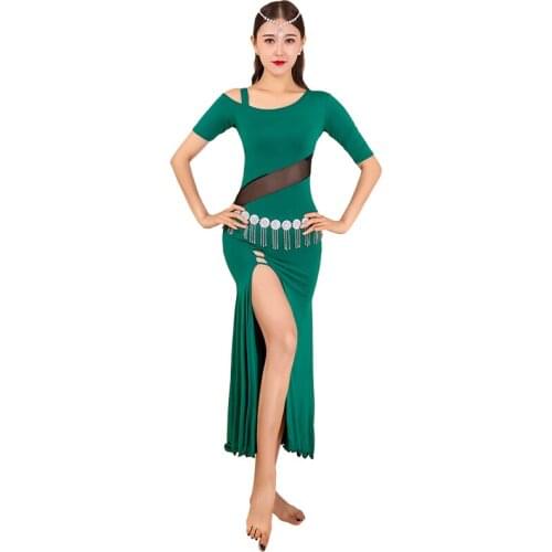 Belly dance uniforms new Belly Dance dress New Sexy Modal Mesh Splicing Dress T817