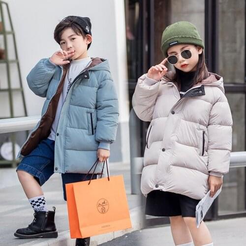 Children Down Outerwear Winter Clothes Teen Boys Girls Cotton-padded Parka Coats Thicken Warm Long Fashion Cute Jacket For 1-12t