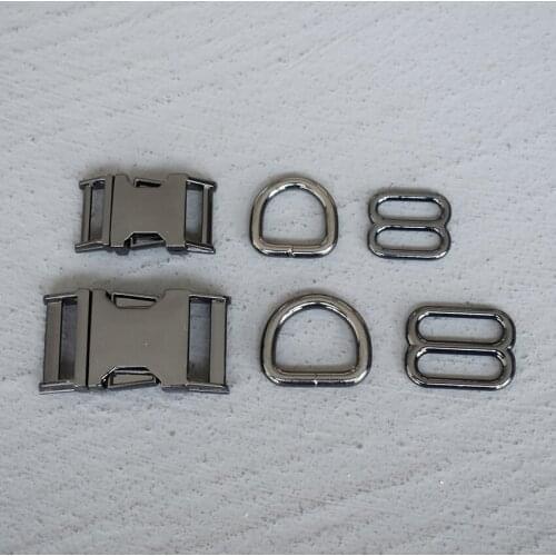 100 Sets 15/20/25mm Metal Gun Black D Ring Belt Straps Slider Side Release Buckle Spring Hook For Dog Collar Accessories