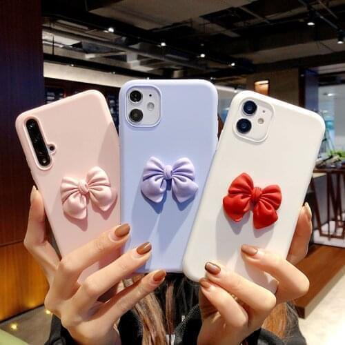 3D Bow Soft TPU Phone Case For Samsung Galaxy S20 Plus S10 Lite S9 S8 S7 Edge A7 A8 A6 A9 2018 Note 20 Ultra Back Cover cases