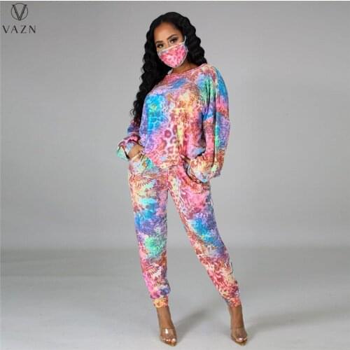 VAZN 2021 Autumn High-end Nature Tracksuits Casual Full Sleeve Group Long Pencil Pants Slim Women 2 Piece Set