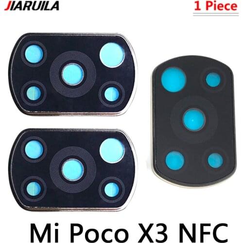 For Xiaomi POCO X3 NFC Global Version Camera Glass Lens Back Rear Camera Glass Lens With Cover Frame Holder Replacement