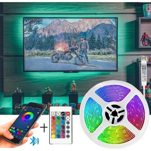 RGB 5050 5V LED Strips Light Bluetooth Flexible Lamp 1M 2M 3M 4M 5M Tape Diode Desk Screen TV Background Room Lighting USB Cable
