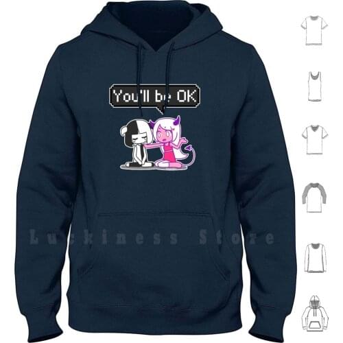 Comfort Illi Hoodie Long Sleeve Kaima Cute Demon Girls Demon Girl Cartoon Comfort Indie Game Pixel Retro 8 Bit
