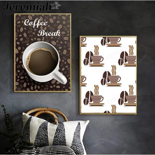 Vintage Coffee Canvas Painting Cup Rest Moment Poster Wall Art Nordic Restaurant Home Decor Accessories