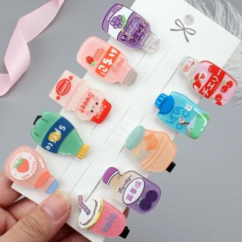 1~10 Pcs Girls Hairpin Fashion Beverage Bottle Hair Clip Cute Princess Plastic Side Clips Baby Headdress Korean Hair Accessories