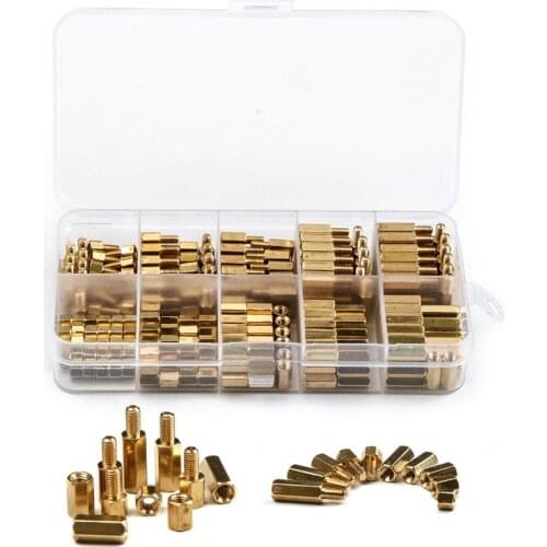 ZENHOSIT 300 PCS M3 Brass Copper Pillar Stand Off Hex Column Spacer Threaded Screw Nut