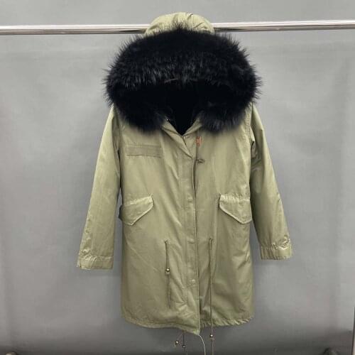 Winter Womens Faux Fur Lined Jacket Parka Fashion Warm High Quality Coat Army Green Long Coat