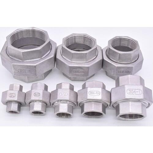 1/4" 3/8" 1/2" 3/4" 1" 1-1/4" 1-1/2" 2" BSP Female Thread 304 Stainless Steel Union Pipe Fitting Connector Coupler Adapter