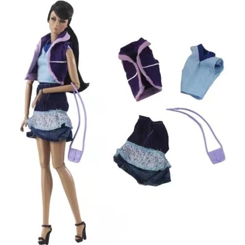 1/6 BJD Clothes Set Fashion Sleeveless Shirt Coat Jeans Skirt For Barbie Dolls Clothes Outfits 11.5" Doll Accessory Kid Toy Gift