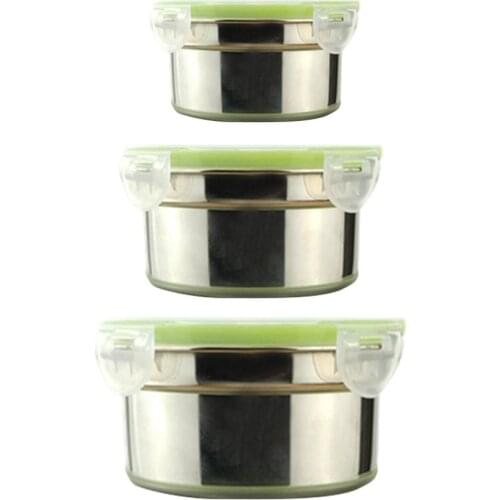 1Pcs Stainless Steel Fresh-Keeping Crisper Visible Sealed Preservation Box Bowl Lunch Box With Lid Picnic SuShi Fruit Box