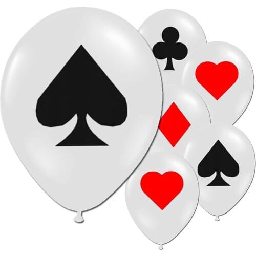 10pcs Poker Spade Heart club Diamond JOKER Latex Balloons Bar Bachelorette Birthday Party Decoration Balloon Playing Game Ballon
