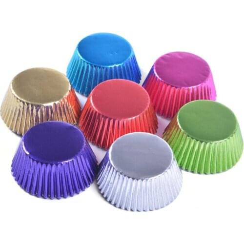 100PCS Rose Gold Foil Paper Cupcake Liners Gold/Silver/Red/Blue/Black tulip Pure Color baking muffin Cup cake Wrappers case hold