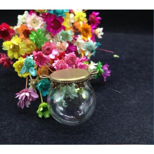 20sets/lot 20*15mm glass globe with setting base cap jewelry findings necklace glass bottle vial pendant charms glass dome cover