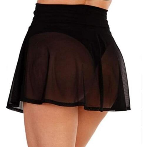 2021 Sexy Womens Mini Skirts Beach Cover-Ups High Waist Solid Color See Through Mini Skirt Bikini Cover Up Summer Beachwear