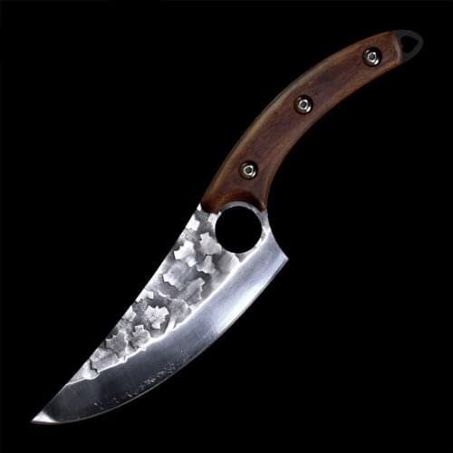 29Cm Hand Forged Kitchen Knife Scimitar Boning Knife Outdoor Fish Killer Chef Cutting Meat Slaughter Knife Outdoor Hunting Knife