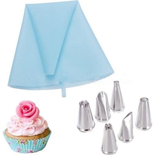 7/set Stainless Steel Bakeware Cake Cookies Cream Puffs Crowded Flower Pastry Tips Suit Kitchen Accessories DIY Cake Decorating