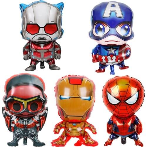 5pcs/set Marvel Aluminum balloon Cartoons Captain America iron Man Spiderman Ant man Childrens birthday decoration Supplies