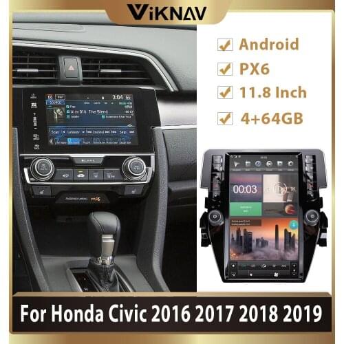 11.8 inch Android car Radio for Honda Civic 2016-2019 car stereo autoradio Tesla screen auto audio multimedia player