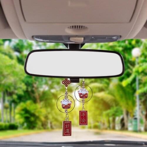 Car Pendant Fortune Cat Interior Auto Rearview Mirror Cat Pendant Lucky Cute Car Hangings Decor for Auto Interior Accessories