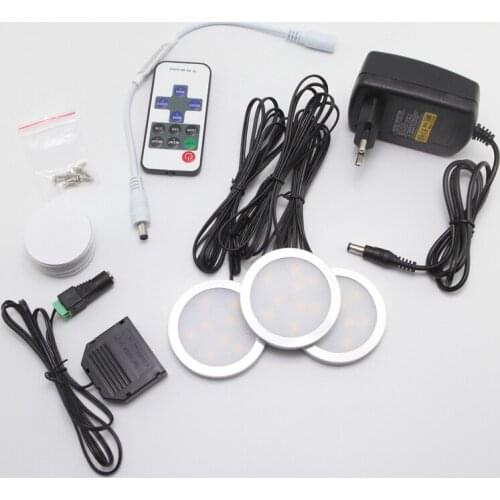 Free shipping(3pcs/set) 3*2W led under cabinet light puck light Dimmable DC12VLED Under Cabinet Lighting Puck Light for Kitchen