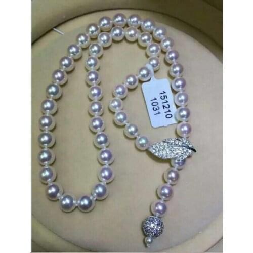 Free Shipping classic 10-11mm round white pearl necklace 24"