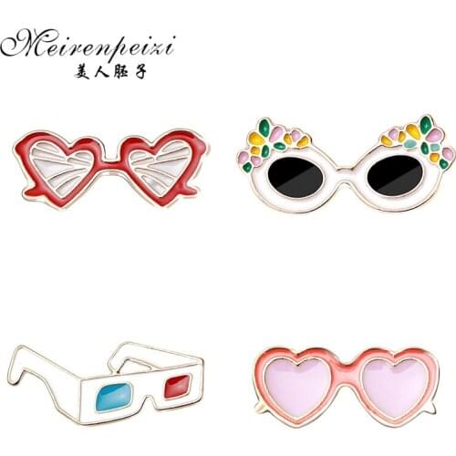 Meirenpeizi 3D Glasses pin Retro 3D glasses red and blue hard enamel pin this pair of 3D glasses is for the cool kids badge