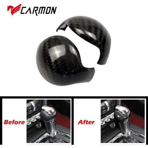 Carmon For Ford Mustang Carbon Fiber Gear Shift Knob Cover and Ford Mustang Accessories Interior Gear Shift Knob Handle Sticker