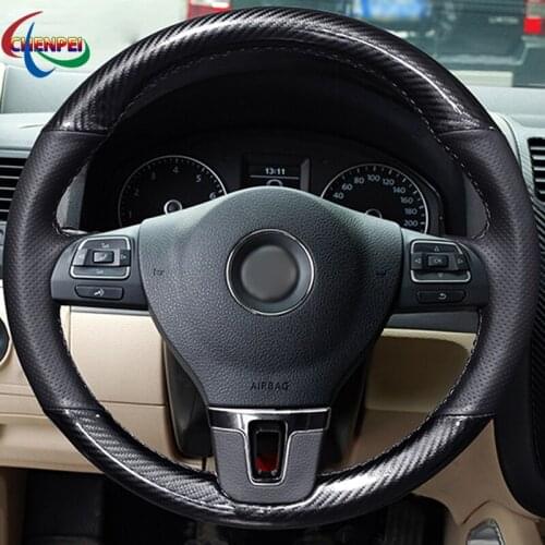 DIY Anti-Slip Black PU Carbon Fiber Steering Wheel Cover For Volkswagen VW Gol Tiguan Passat B7 CC Touran Magotan Sagitar