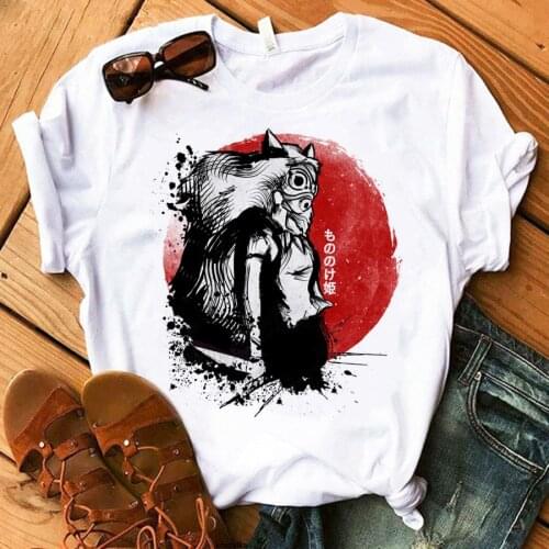 Japanese Anime Vogue Spirited Away T-Shirt Summer Woman Harajuku Kawaii Cartoon Princess Mononoke Tshirt Casual Unisex Tops
