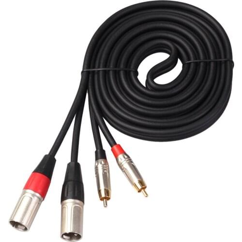 Dual XLR Male to Dual RCA Male Cable, 2 XLR Male to 2 RCA Male HiFi Audio Cable, 4N OFC Wire, for Amplifier Mixer Microphone