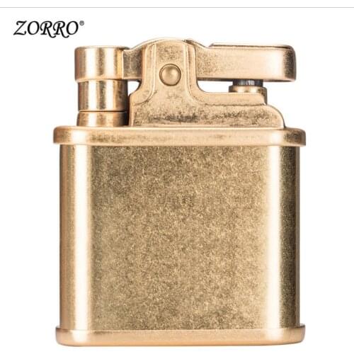 Zorro Kerosene Lighter Pure Copper Brass Z582 One Button Press Ignition Gasoline Lighter Men Gift Outside Tool