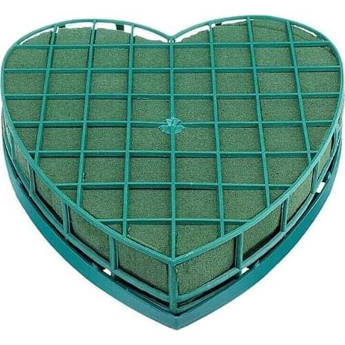 Wedding Car Heart Shape Flower Foam Cage with Suction Cup Green Styrofoam Wet Floral Block Artificial Mud Party Decor