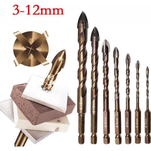 1Pcs Cross Hex Tile Bits Glass Ceramic Concrete Glass Ceramic Hole Opener Brick Alloy Triangle Drill Size 3/4/5/6/8/10/12 Mm
