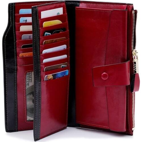 New Women Genuine Leather Wallets Female Zipper Purses Big Capacity Woman Purse Ladies Long Hasp Wallet Clutch Coin Card Holders